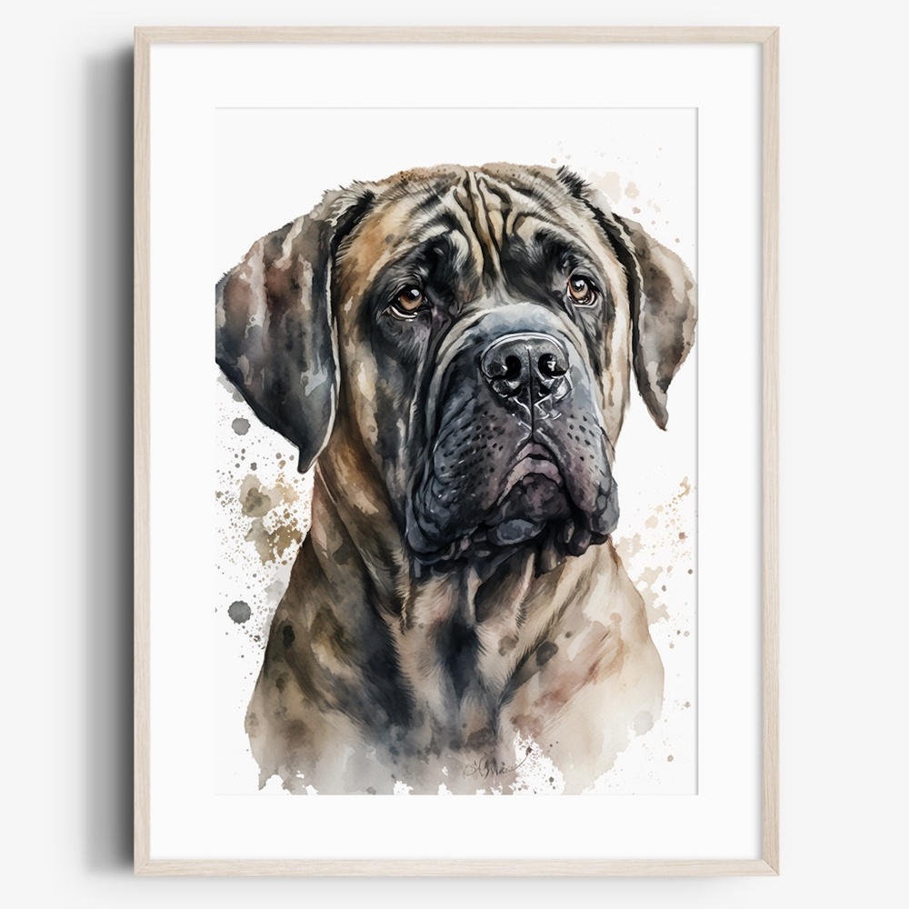 Watercolor Mastiff Brindle Wall Art Illustration Print Poster Card Unframed